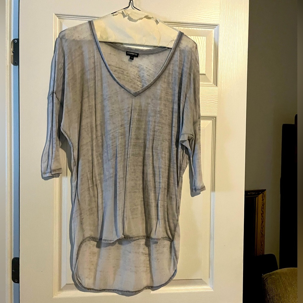 Express Gray Burnout 3/4 length sleeve tee